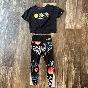 Justice Sport matching set leggings crop top 5/6 girls outfit